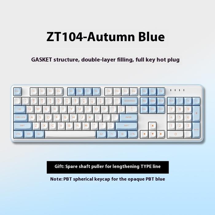 Jual ZT104 mechanical keyboard dual ball cap Gasket structure full key ...