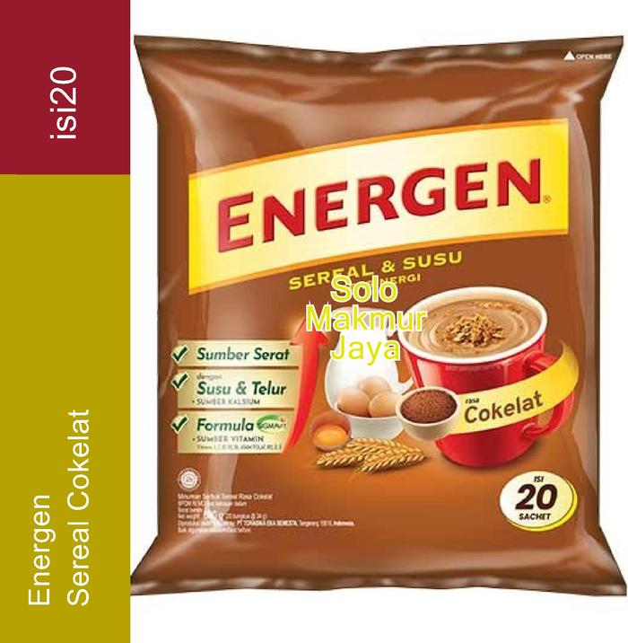 Gambar Energen Cokelat Bag 20 S X 34 gr - Sereal Energen Cokelat isi 20 sachet 680g dari Solo Makmur Jaya undefined Tokopedia