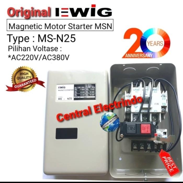 Gambar MAGNETIC MOTOR STARTER EWIG MSN-25 220VAc/380VAc - AC 380V, 35A 30-40A dari Central Electrindo undefined Tokopedia