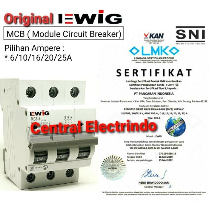 Gambar MCB EWIG 3pole 6A/10A/16A/20A/25A SNI. - 25A dari Central Electrindo undefined Tokopedia