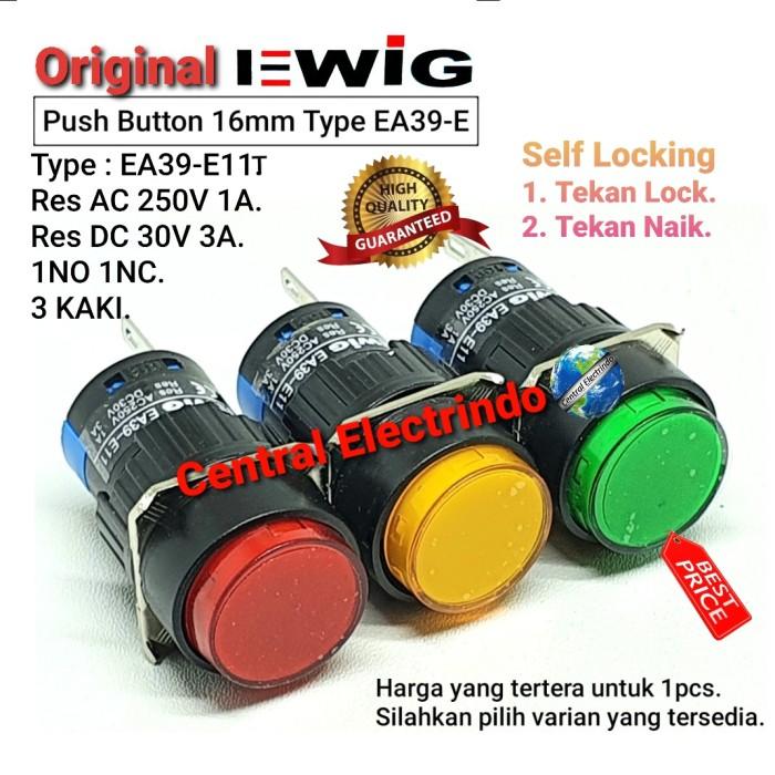 Gambar Push Button Self Locking EWIG AC 220V EA39-E11T 16mm 3 Kaki 1NO/1NC. - Merah dari Central Electrindo undefined Tokopedia