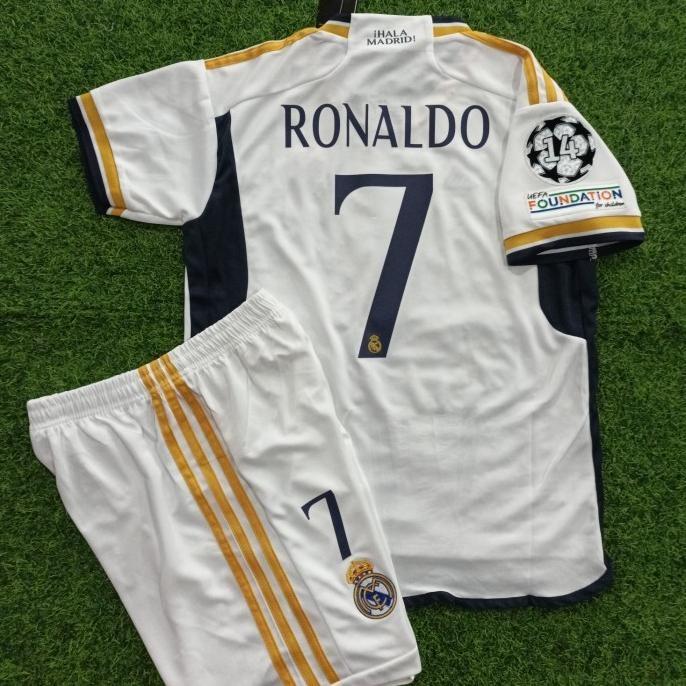 Gambar CODE NEW STOCK JERSEY REAL MADRID KIDS ANAK JUNIOR HOME 2023/2024 + NAMESET ORIGINAL - Versi UCL, 20 dari Bill Mall undefined Tokopedia