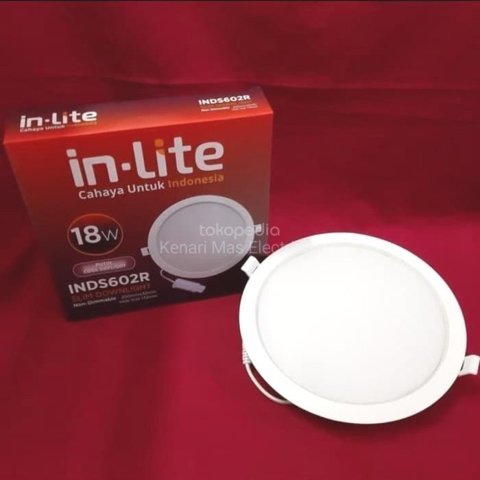 Gambar INLITE LAMPU SLIM DOWNLIGHT PANEL LED INDS602R 18W 18WATT IN LITE - Putih dari Kenari Mas Electrindo undefined Tokopedia