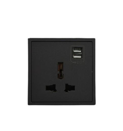 Gambar SIMON i7 Multi-standard Socket Module with Twin USB Charges 70E725 - Black dari Tri Mas Electrindo undefined Tokopedia