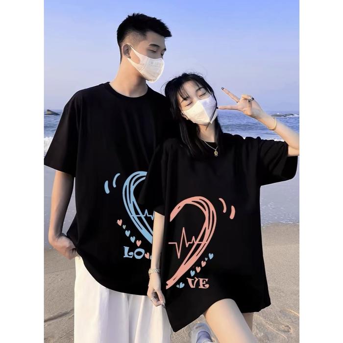 Gambar Baju Kaos Couple Pasangan kapel kapelan love terbelah pacar pacaran kembaran PULSE LOVE hadiah - Hitam, Cowok Aja S dari K-osan undefined Tokopedia