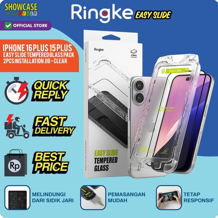 Gambar Screen Protector Ringke Compatible For iPhone 16 Plus / 15 Plus Easy Slide Privacy / Clear Tempered Glass Pack 2pcs Installation Jig Tempered Glass Pelindung Layar Transparan Anti Gores Bening Free Installation Tools Alat Bantu Pemasangan Mudah - EasySlide-CLR dari ShowcaseFever undefined Tokopedia