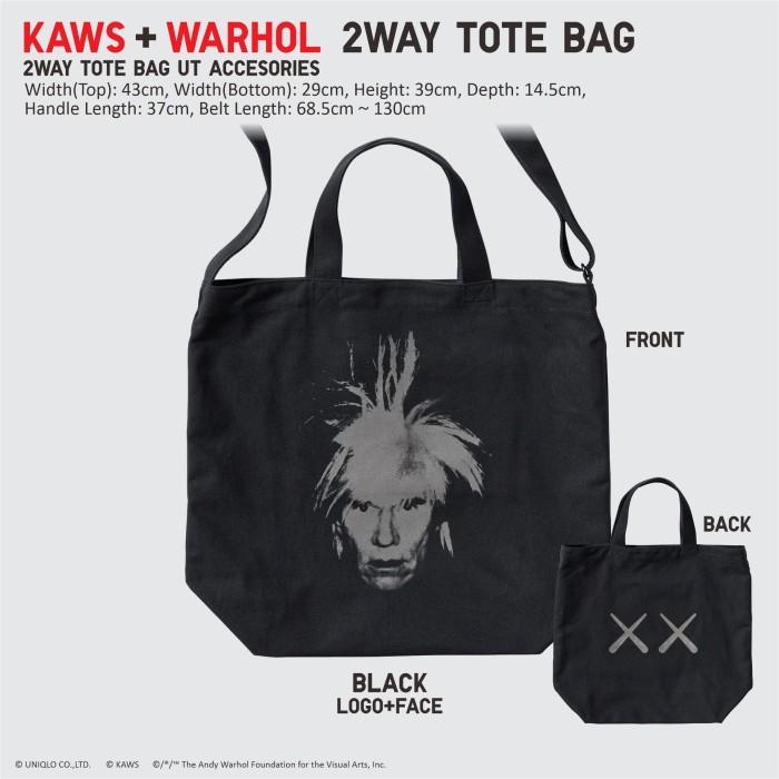 Gambar SALE TERLARIS KAWS WARHOL UT 2WAY TOTE BAG UNIQLO KAWS + ANDY WARHOL TAS SELEMPANG KATUN READYY - Black dari warkop376 undefined Tokopedia