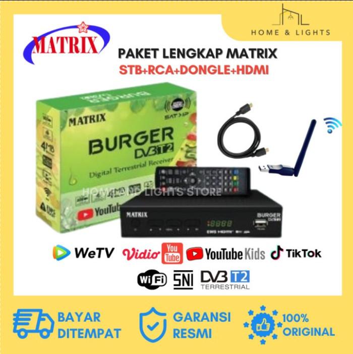 Gambar Set Top Box Matrix Burger Hijau / STB DVB T2 HD / Set Box TV Digital - Matrix Hijau, +KabelRCA dari Home and Lights Store undefined Tokopedia