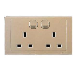 Gambar SIMON E6 Socket-Outlets Twin BS Switched Socket ( 13A - 250V ) 724583 - Champagne dari Cahaya Mas Electrindo undefined Tokopedia