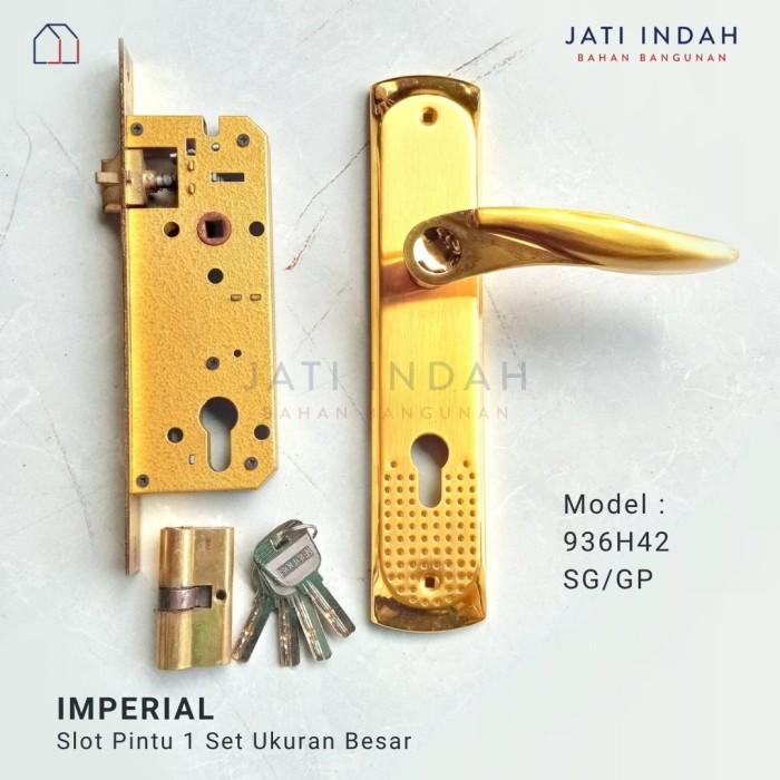 Gambar Slot / Handle / Pegangan Kunci Pintu Rumah 1 Set + Body Ukuran Besar - IMPERIAL 936H42 dari Jati Indah Bahan Bangunan 2 undefined Tokopedia