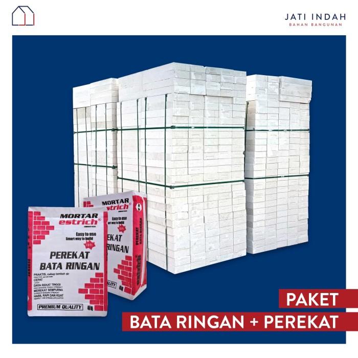 Gambar Paket Hemat 1 Hebel Bata Ringan + Perekat 40kg (Lem/Semen) - 10x20x60 cm, AMA Block dari Jati Indah Bahan Bangunan 2 undefined Tokopedia
