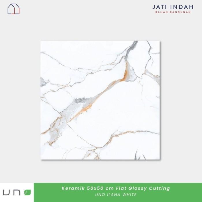 Gambar Keramik Lantai Glossy 50X50 cm Cutting UNO ILANA WHITE (Mirip Granit) - TanpaPackKayu dari Jati Indah Bahan Bangunan 2 undefined Tokopedia
