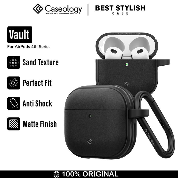 Gambar Case Airpods Gen 4 Caseology by Spigen Vault Anti Crack Shock Slip Softcase Cover Casing Carabiner - Black dari Caseology Official Shop undefined Tokopedia