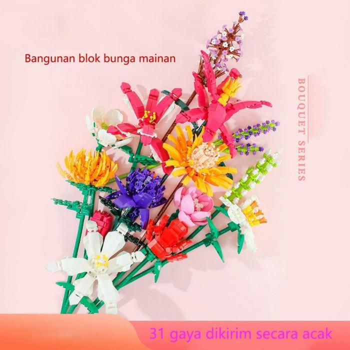 Gambar ACAK!!Mainan Blok Susun lego Blok Bangunan Flower Bouquet Rose Brick dari Mobile Store ID22 undefined Tokopedia