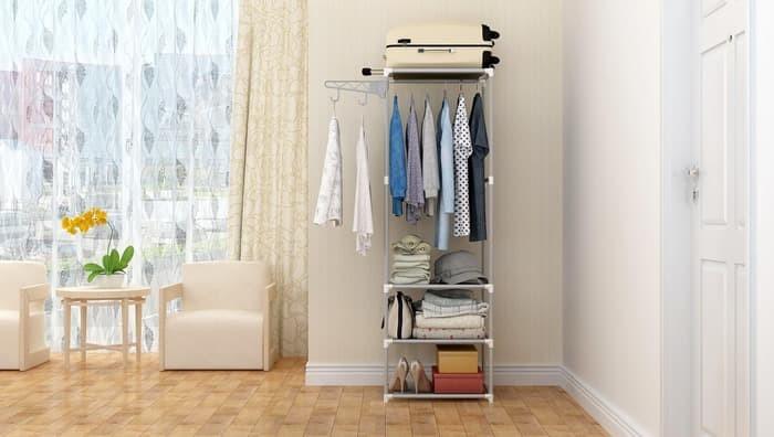 Gambar Stand hanger rak lemari pakaian buku sepatu serbaguna tanpa cover - PINK-SH dari Igrosir undefined Tokopedia