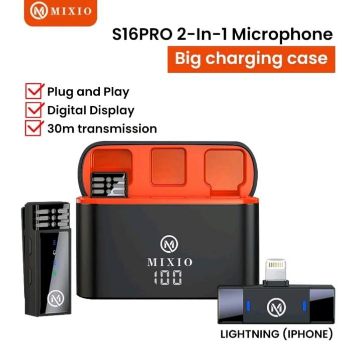 Gambar MIXIO S16Pro Microphone Wireless Mic clip on Live Lavalier - ios dari onihasinsepat undefined Tokopedia