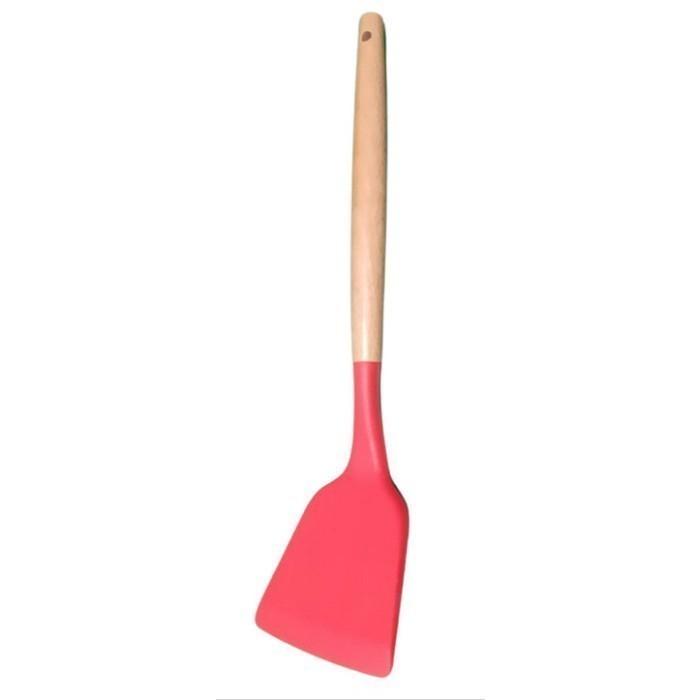 Gambar Spatula Silicone Utensil Gagang Kayu Tahan Panas - Merah dari CS Shop88 undefined Tokopedia