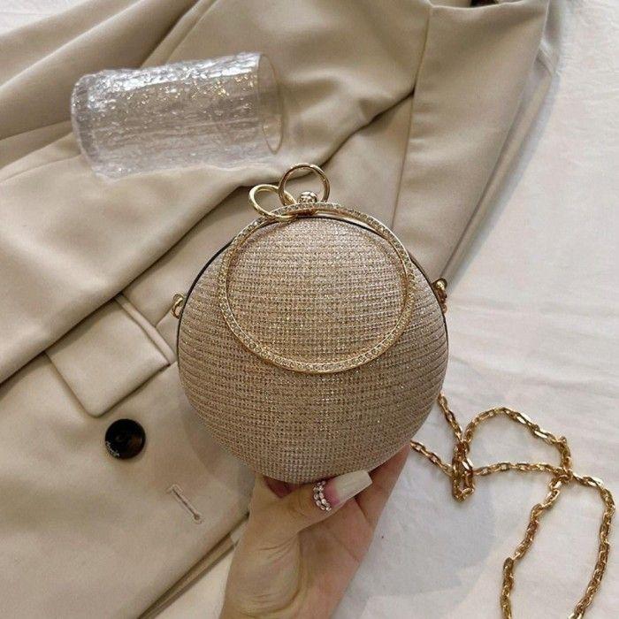 Gold Round Evening Bag Jual CUS Party Clutch Tas Pesta Bulat