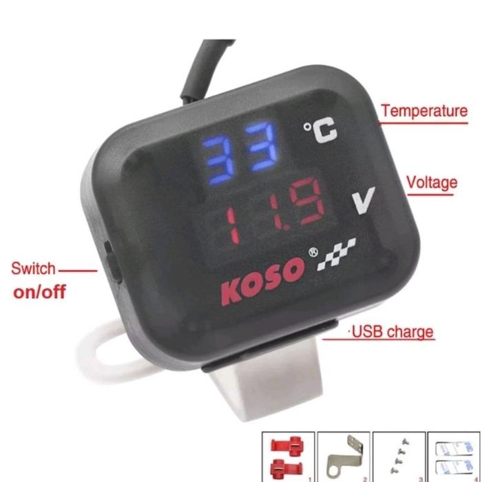 Gambar Voltmeter Kotak Volt Meter Koso 3 In 1 USB Charger Termometer Digital Waterproof 12V Universal Semua Motor & Mobil Accesorries - Koso 3in1 USB dari UJM 999 Shop undefined Tokopedia