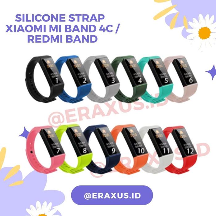 Eraxus Tali Strap Silikon Untuk Xiaomi Mi Smart Band 4c Tali Jam Polos  Silikon Rubber Xiaomi Redmi Band 4c Mi Band 4c