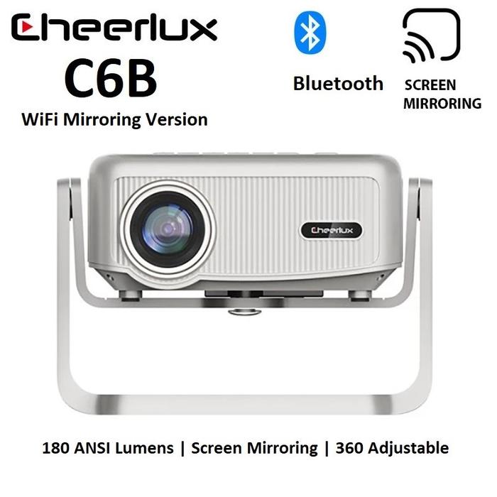 Gambar CHEERLUX C6B WIFI Screen Mirroring - LED Projector 720P 180 ANSI Lumens - Support Electric Focus - White dari Tanaga Online Shop undefined Tokopedia