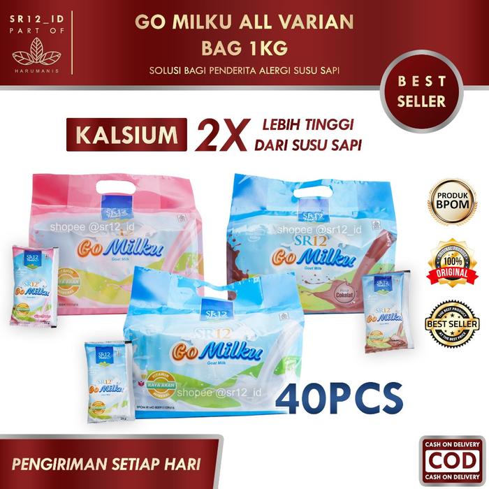 Gambar GO MILKU ALL VARIAN BAG 1KG (ISI 40PCS) SR12 / U SR12 / SUSU KAMBING dari Ananda Milk undefined Tokopedia