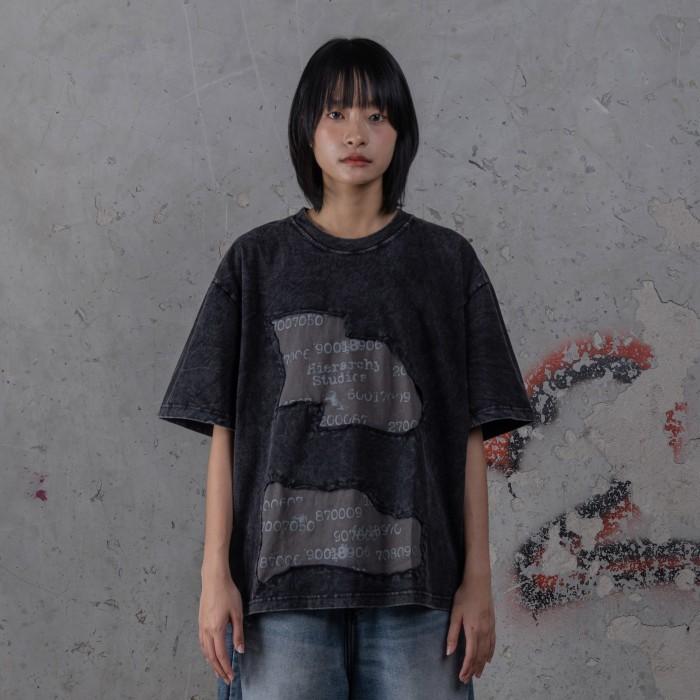 Gambar HIERARCHY STUDIOS TYPEWRITER - Washed Black Scar Oversized T-Shirt - S dari Hierarchystudios undefined Tokopedia