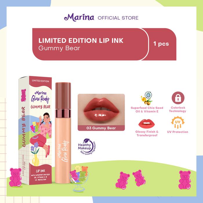 Gambar Marina Glow Ready Limited Edition Lip Ink 4ml - Gummy Bear dari TempoStore undefined Tokopedia