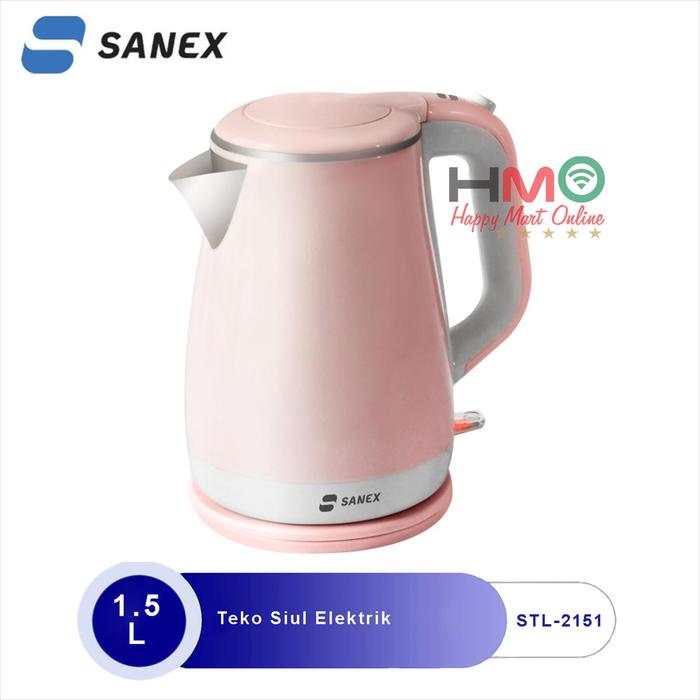 Gambar Sanex Teko Listrik Stainless 1.5 Liter Electric Kettle Low Watt Sanex STL 2151 AB / PK 480 Watt - PINK  dari Happy Mart Online undefined Tokopedia