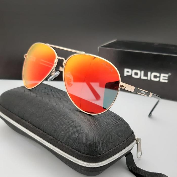 Gambar Termurahhhhh .... New Sunglasses KACAMATA POLICE 1382 AVIATOR LENSA KACA POLAROID FRAME METAL TITANIUM PRIA JT - Orange dari Nelay selling88 undefined Tokopedia