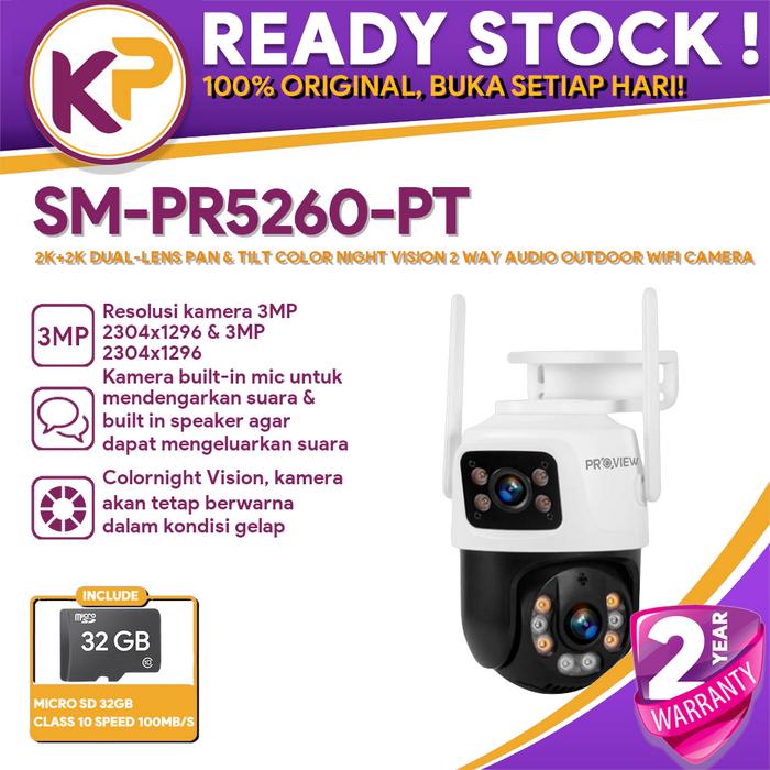 Promo PROVIEW SM-PR5260-PT (3MP&3MP) 2K+2K DUAL-LENS PAN TILT