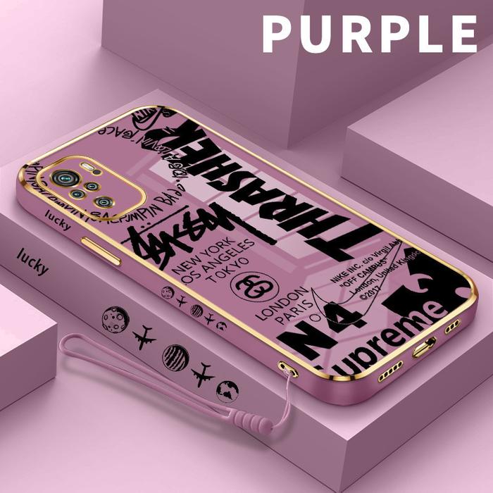 Gambar Case Glossy Casing Redmi Note10 4G Note 10 5G Redmi Note 10S Note10T Readmi Note10 Note10S Note10T Case HP Softcase  Lucu Phone  Soft  Huruf hipster di seluruh layar untuk  Aesthetic Silikon Glass - Ungu, Redmi Note10 dari GiftsStoreID undefined Tokopedia