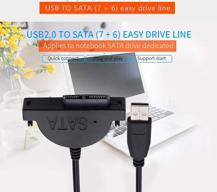 Gambar USB to Slimline Slim SATA II Laptop CD DVD Drive Adapter Cable dari cat comp undefined Tokopedia