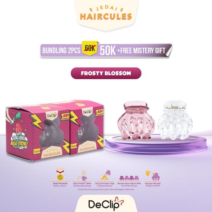 Gambar Bundling 2pcs DeClip Jedai Haircules ukuran 5cm Gigi 5 Transparent Series - Frosty Blossom dari Declip undefined Tokopedia