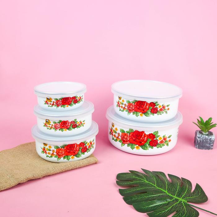 Gambar Mixing Bowl 5in1 Maspion Porcelain enamel + tutup - mn - White dari manolistore undefined Tokopedia