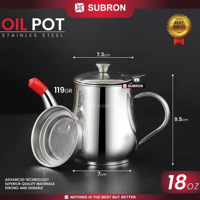 Gambar Teko Air Kopi Teh Penyimpanan Penyaringan Minyak Goreng Multifungsi 500ml 700ml Stainless SUBRON - 18OZ, Normal dari Chiahouseware undefined Tokopedia