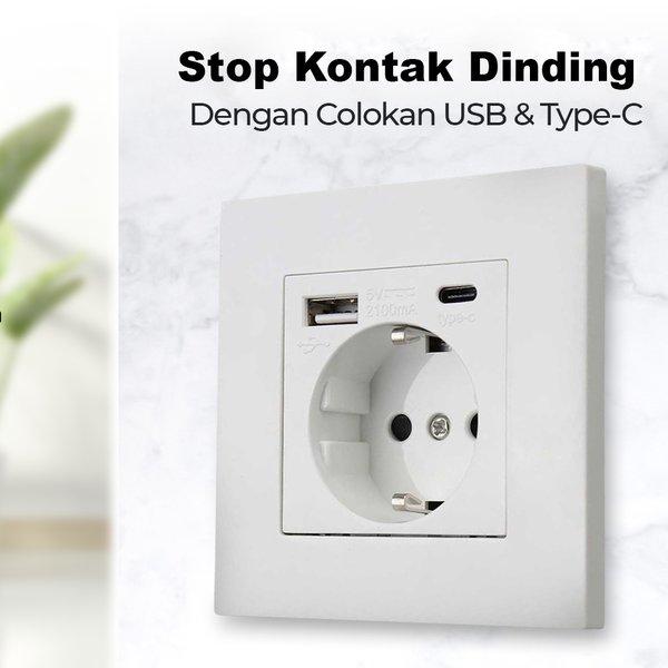 Gambar Stop kontak Dinding Taffware Colokan Listrik Tanam Port USB Type C dari 3rman undefined Tokopedia
