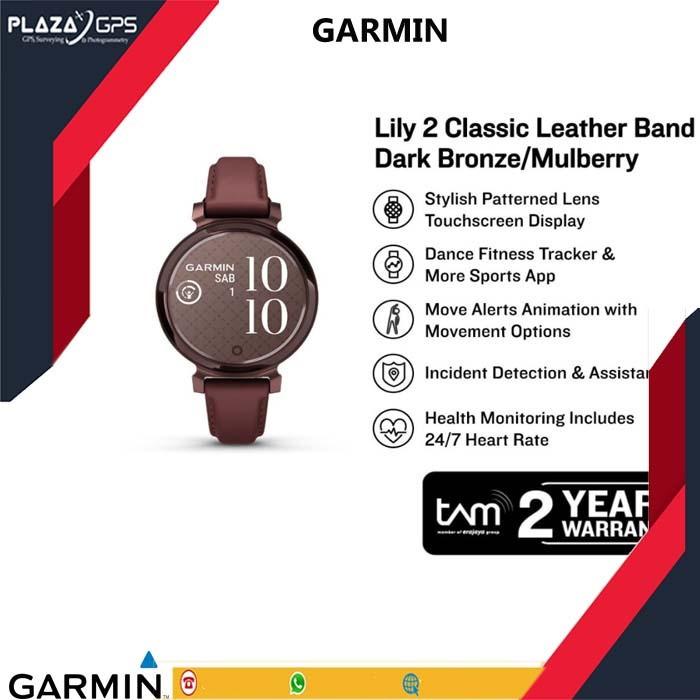 Garmin Lily Classic Leather Band Dark Bronzemulberry 010-02839-61  Garansi Resmi Tam