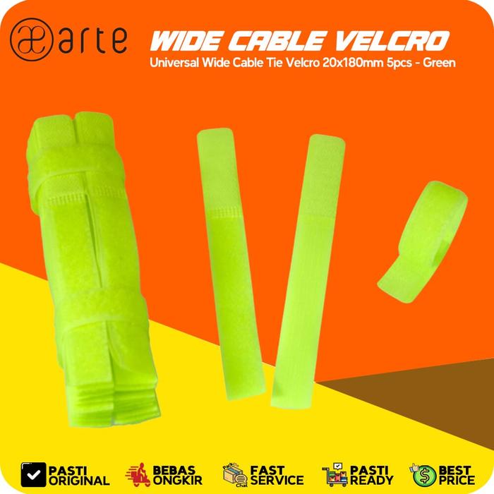 Gambar Arte Wide Cable Tie Velcro 20x180mm (minimum pembelian 5pcs) Perapih Kabel Ties Universal Cable Tie Perapih Velcro Strap Binder Tali Pengikat Penjepit Kabel Organizer Penggulung Earphone Wrap - Green dari Patchworks-OfficialStore undefined Tokopedia