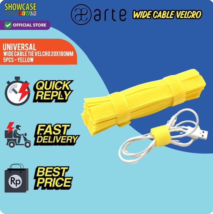 Gambar Arte Wide Cable Tie Velcro 20x180mm (minimum pembelian 5pcs) Perapih Kabel Ties Universal Cable Tie Perapih Velcro Strap Binder Tali Pengikat Penjepit Kabel Organizer Penggulung Earphone Wrap - Yellow dari ShowcaseFever undefined Tokopedia