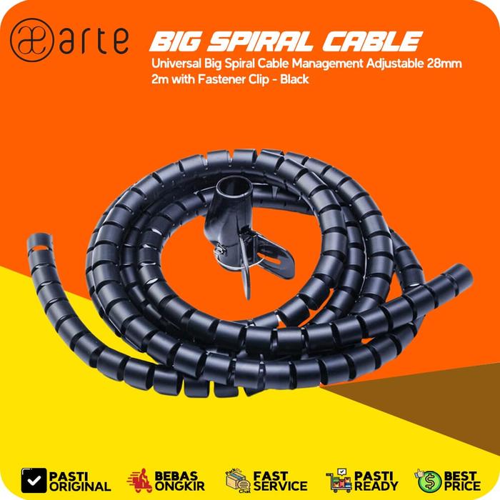 Gambar Arte Universal Big Spiral Cable Management Adjustable 28mm 2m / 5m with Fastener Clip Zipper Organizer Tube Strap Binder Tali pengikat Perapih penjepit kabel organizer - 2m dari Patchworks-OfficialStore undefined Tokopedia