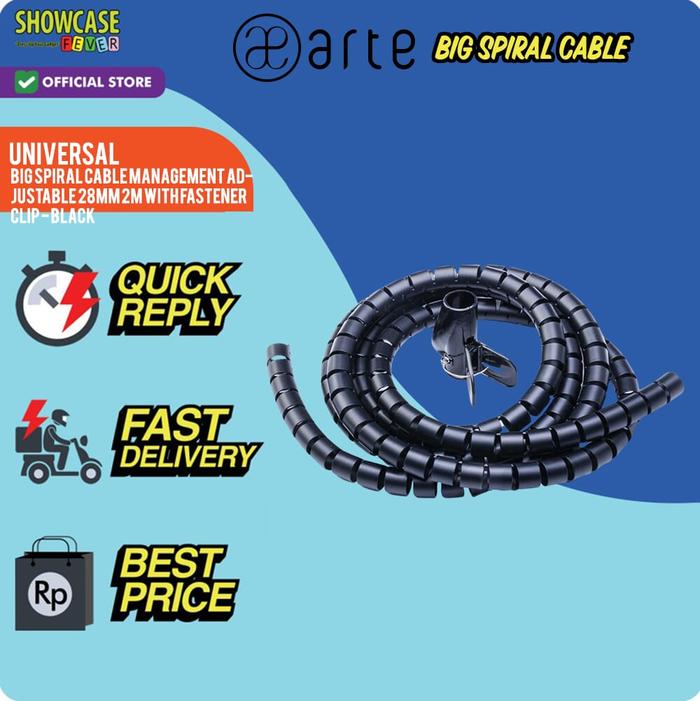 Gambar Arte Universal Big Spiral Cable Management Adjustable 28mm 2m / 5m with Fastener Clip Zipper Organizer Tube Strap Binder Tali pengikat Perapih penjepit kabel organizer - 2m dari ShowcaseFever Kota Administrasi Jakarta Utara Tokopedia