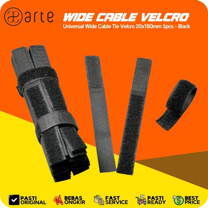 Gambar Arte Wide Cable Tie Velcro 20x180mm (minimum pembelian 5pcs) Perapih Kabel Ties Universal Cable Tie Perapih Velcro Strap Binder Tali Pengikat Penjepit Kabel Organizer Penggulung Earphone Wrap - Black dari Patchworks-OfficialStore Kota Administrasi Jakarta Utara Tokopedia