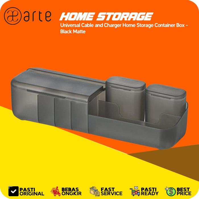 Gambar Arte Universal Cable and Charger Home Storage Container Box Tempat Charger Kabel Stand Handphone Notes Box Kotak Tempat Penyimpanan Organizer Kabel Adaptor Cas - Black Matte dari Patchworks-OfficialStore undefined Tokopedia