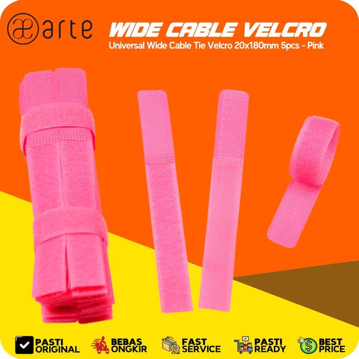 Gambar Arte Wide Cable Tie Velcro 20x180mm (minimum pembelian 5pcs) Perapih Kabel Ties Universal Cable Tie Perapih Velcro Strap Binder Tali Pengikat Penjepit Kabel Organizer Penggulung Earphone Wrap - Pink dari Patchworks-OfficialStore undefined Tokopedia
