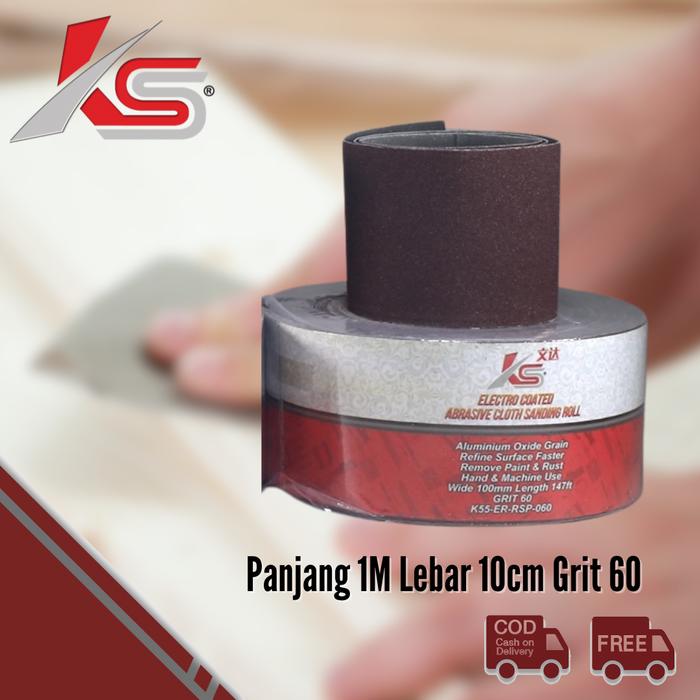 Gambar K55 Amplas Roll Kain Meteran Lebar 10cm Panjang 1M Kayu Besi Stainless Roll Sand Paper - Grit 60 dari MST TOOLS undefined Tokopedia