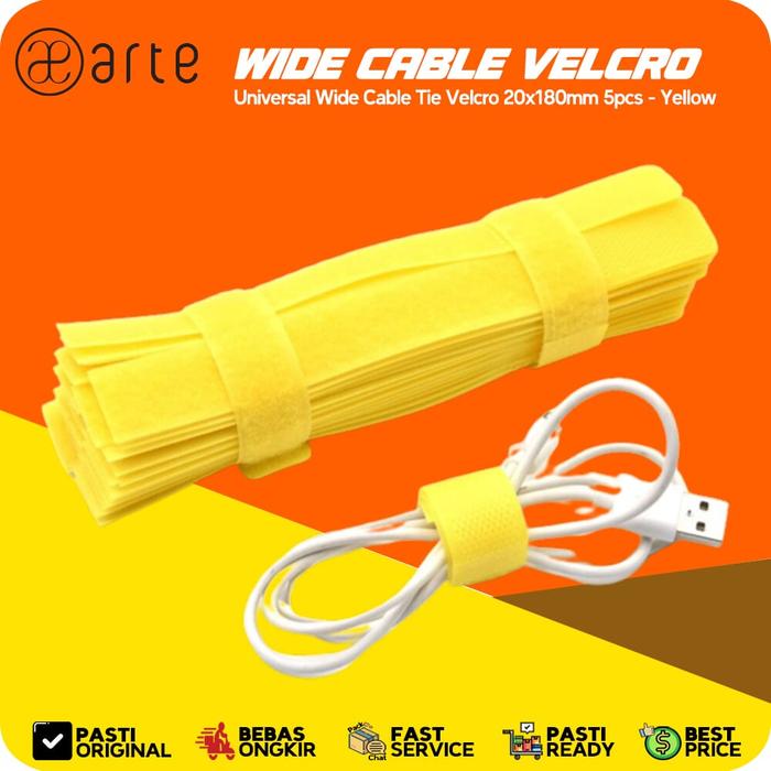 Gambar Arte Wide Cable Tie Velcro 20x180mm (minimum pembelian 5pcs) Perapih Kabel Ties Universal Cable Tie Perapih Velcro Strap Binder Tali Pengikat Penjepit Kabel Organizer Penggulung Earphone Wrap - Yellow dari Patchworks-OfficialStore undefined Tokopedia