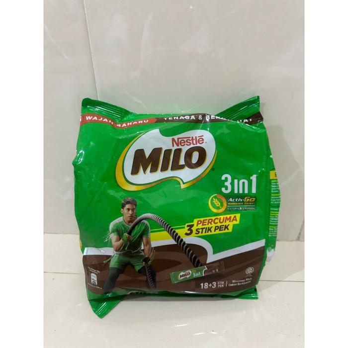 Gambar MILO 3IN1 NESTLE 18SACHET ACTIVE-GO BUBUK MALT COKLAT ( 33GR X 18S +3S ) TERMURAH dari Zenitsu Store undefined Tokopedia
