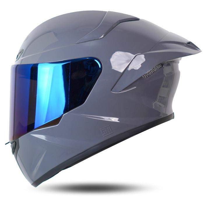 Gambar Helm Mla Crypton Full Face Terbaru Solid Black Dof Kaca Visor Iridium Blue/Helm Full Face Mla Original MLA - GREY GLOSY/KC B, SIZE M dari underated undefined Tokopedia