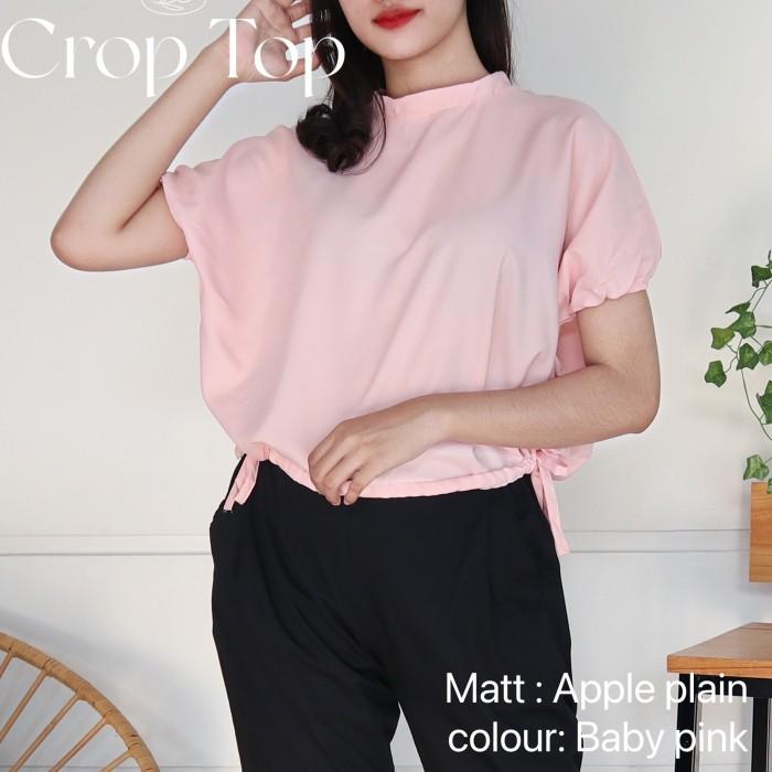 Gambar OBRAL CUCI GUDANG DAILY FASHION  KEKININAN Blouse Tali Crop Top allsize fit to L Lengan Karet Plain - BABY PINK dari Sajadah indonesia undefined Tokopedia